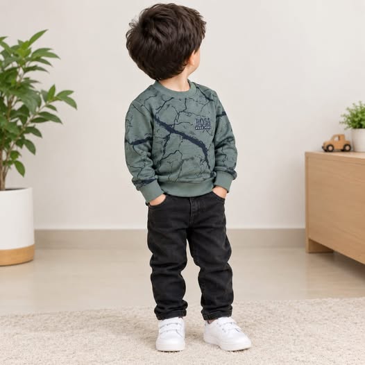 Boys Green Marble Sweatshirt