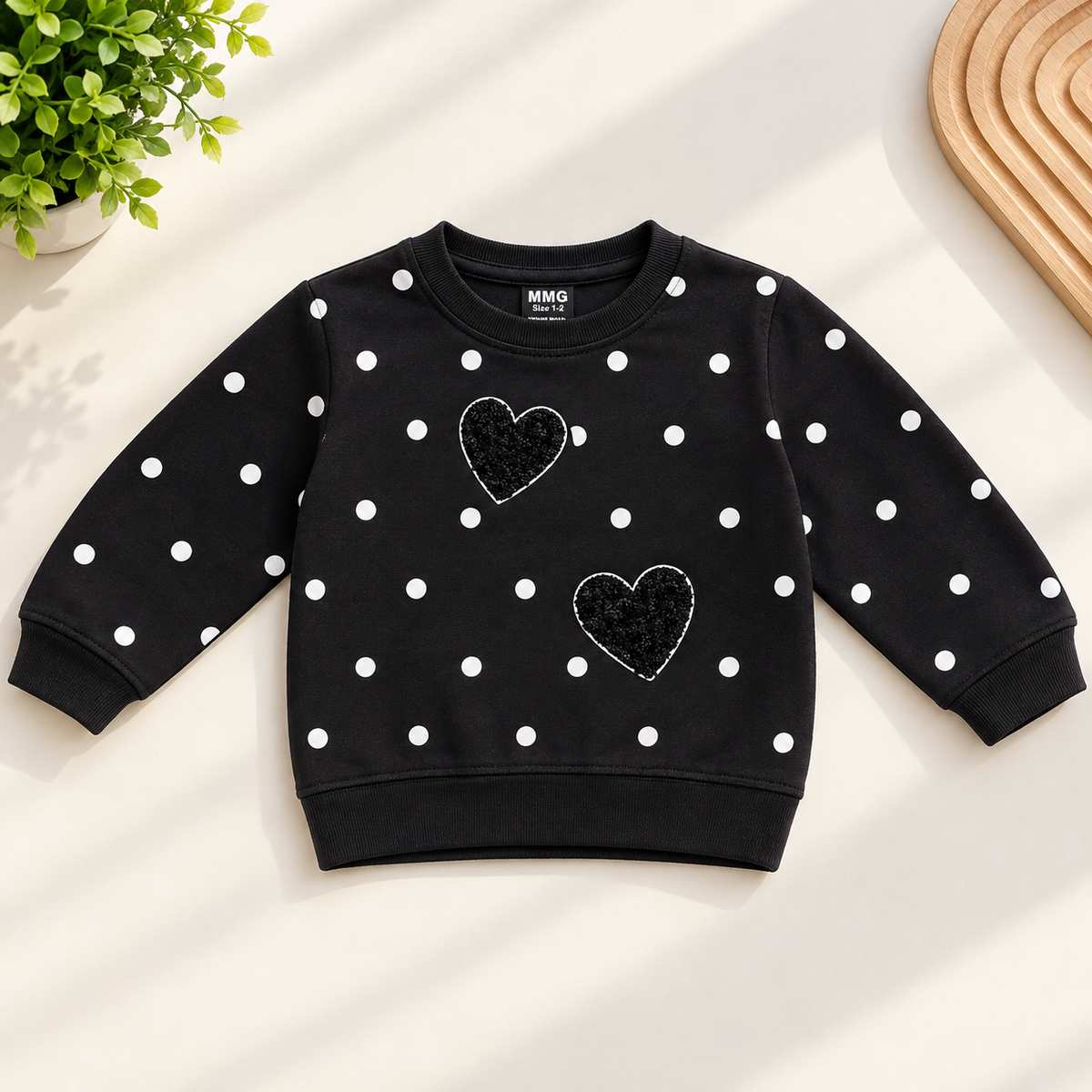 Kids Black Polka Sweatshirt