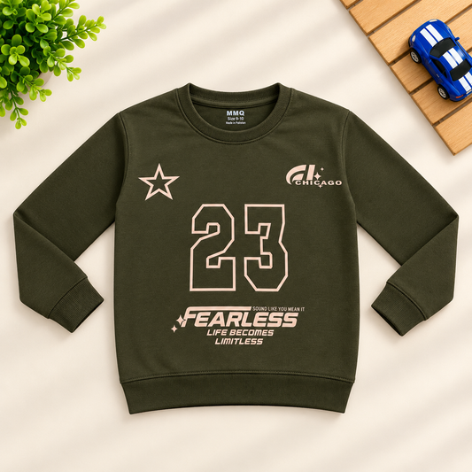 Boys Olive Fearless Sweatshirt