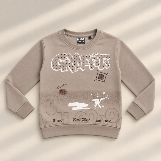 Boys Beige Graffiti Sweatshirt