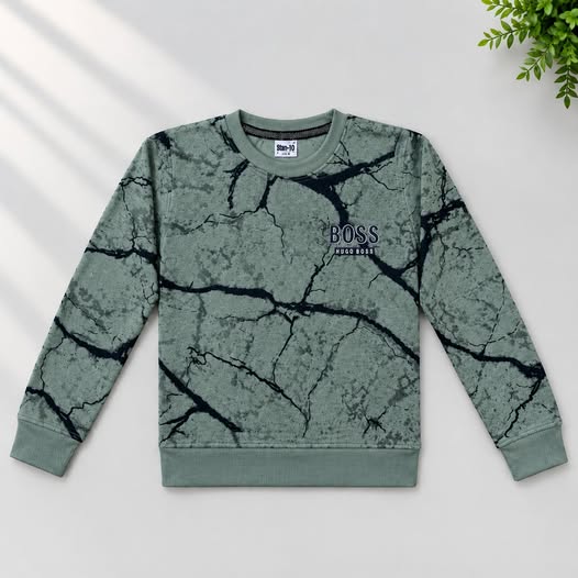 Boys Green Marble Sweatshirt