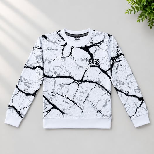 Boys White Marble Sweatshirt