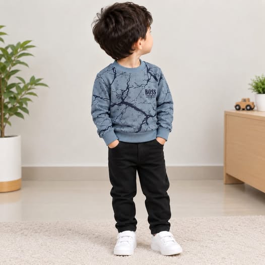 Boys Gray Blue Sweatshirt