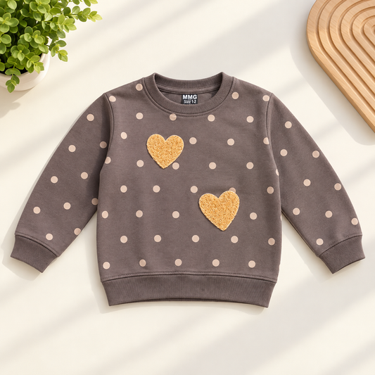 Kids Polka Heart Sweatshirt